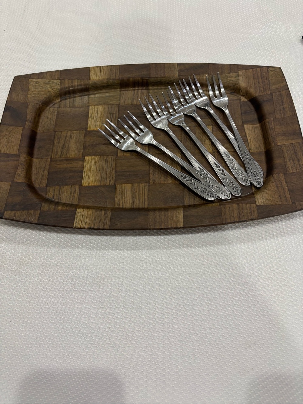 MCM Vintage Weavewood Minneapolis Walnut Serving Platter Charcuterie Board 4 set